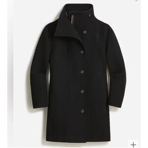 J.Crew Nello Gori Italian Stadium Cloth Villa Cocoon Black Wool Coat Size 2 Tall